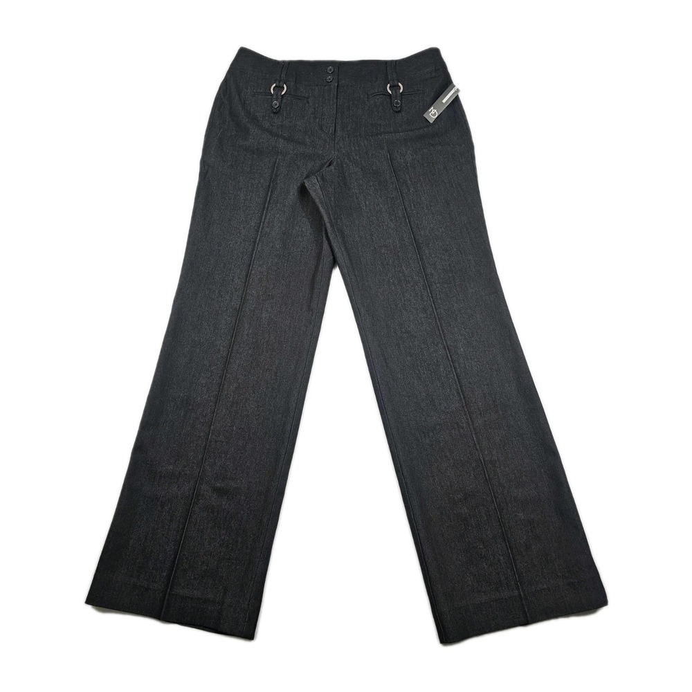 NWT New Directions 14 Charcoal Black Flat Front Straight Leg Dress Pants Stretch